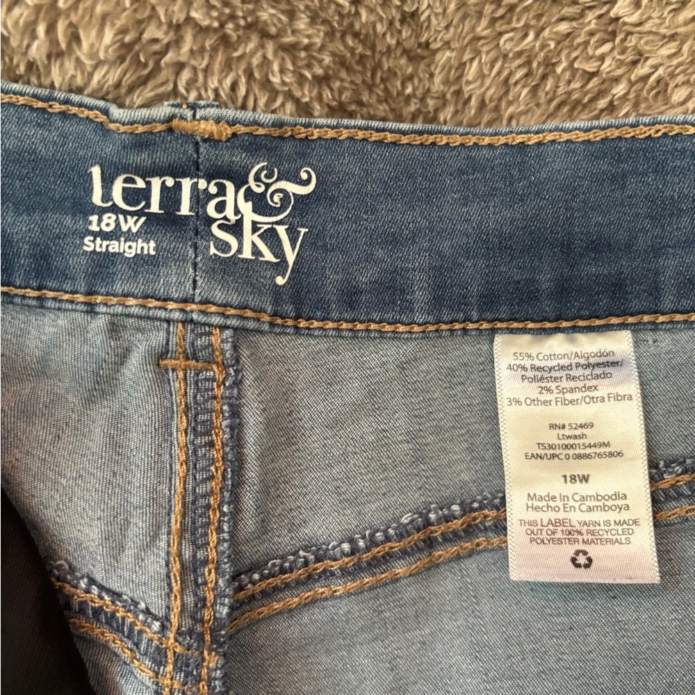Terra & Sky Women's Light Blue Straight Leg Jeans
